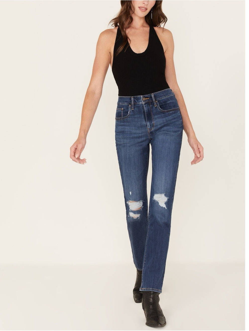 Levi's High Rise Straight Leg Distressed Jeans- Sz 27x30